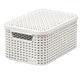 Cesta Curver, multiusos, con tapa, crema, Rattan Style M