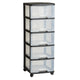 Estantería con ruedas Curver, color negro, 5 cajones transparentes de 20 l, ruedas, 214756