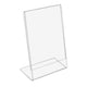 Soporte A7 para descripción, folleto, menú, tipo L, vertical, transparente