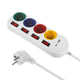 Maclean MCE508 W Regleta de 4 tomas + USB A/C, Cable alargador con interruptores, 250 V CA/10 A, 1,5 m, Color Negro