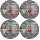 Arco Design Juego de salvamanteles Bertoni, 4 piezas, redondo, 33 cm, Corazones