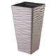 Form-Plastic Sahara Dunes Vaso de Plástico Fino com Encaixe, Resistente à Geada, Bege-Cinza, Quadrado 35cm