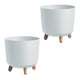 Maceta Prosperplast, sobre patas, inserto de riego, altura 28,5cm, blanco, Gracia Tubus, juego de 2 piezas