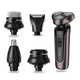 Set de afeitado Maestro 5 en 1, afeitadora, recortador nasal, cepillo de limpieza facial, boquilla de masaje, cortapelos, carcasa impermeable, hasta 60 min de autonomía, MR-674