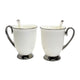 Tazas blancas 2pc Mangos cromados, cucharillas, Porcelana, Elegante, Reina Isabel