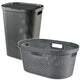 Curver Infinity Recycled mangle / cesto para la ropa, Capacidad 40L, Gris oscuro, 100% reciclado, 245675 + Curver Infinity Recycled 60L cesto para la ropa
