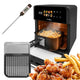Freidora sin aceite AIR FRYER de GreenBlue, 1800 W de potencia, capacidad de 10 l, 8 programas, accesorios, temporizador, GB950 + termómetro/sonda para alimentos, GreenBlue GB178