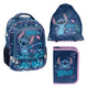 Set escolar Stitch Paso, mochila con dos compartimentos, elementos reflectantes y espalda rígida, estuche sin material y con asas para los utensilios, bolsa para zapatos que se puede colgar a la espalda, DS26XX