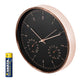 Reloj de pared dorado de 12'' (30 cm) con termómetro e higrómetro CE70 G + pila alcalina R-06 LR6 AA de 1,5 V Varta Industrial