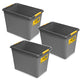 Contenedor Moxom SolidStore, capacidad de 80 l, gris, tapa con cierres a presión, con ruedas, sin BPA, 04-0217, 3 unidades