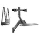 Maclean MC-633 Estación de trabajo de pie y sentado 3 en 1: soporte de pared para monitor de 2 vías con estante para teclado y soporte para computadora Soporte de pared de resorte de gas de 17-32 "pulgadas