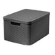 Cesta Curver, multiusos, con tapa, gris, Rattan Style L