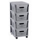 Cômoda de armazenamento e organização com 4 gavetas em estante Curver 4x11L Infinity cinza