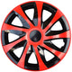Conjunto de calotas DRACO 13" vermelhas e pretas 4 peças para FIAT SEICENTO PANDA PUNTO