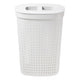 Cesto de roupa oval com tampa, cesto de armazenamento para roupa suja 61L (branco)