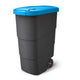 Lixeira Prosperplast Wheeler 90L com rodas e tampa Lixeira grande Lixeira universal de plástico azul