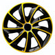 NRM STIG Extra Tapacubos para Llantas de Acero Embellecedores de Rueda Bicolor Juego de 4 para Vehículo KFZ Plástico ABS (Dorado/Negro, 13")