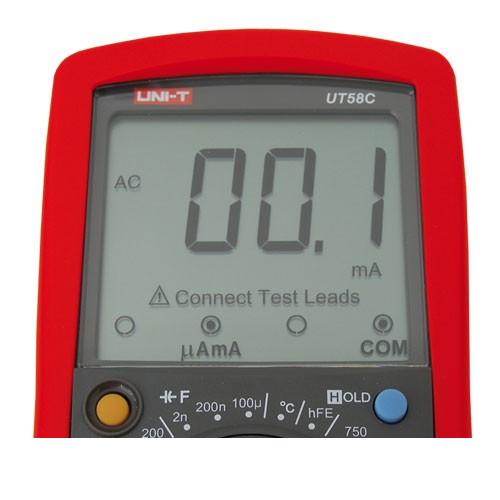 O multímetro digital profissional UT58C - UNI-T UT58C fabricado pela Uni-t é um multímetro universal com diversas funções de medição.