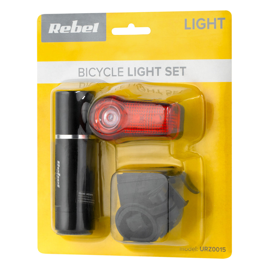 Juego de luces para bicicleta URZ0015 delantera 1x LED 3W + trasera 3x LED batería Rebel