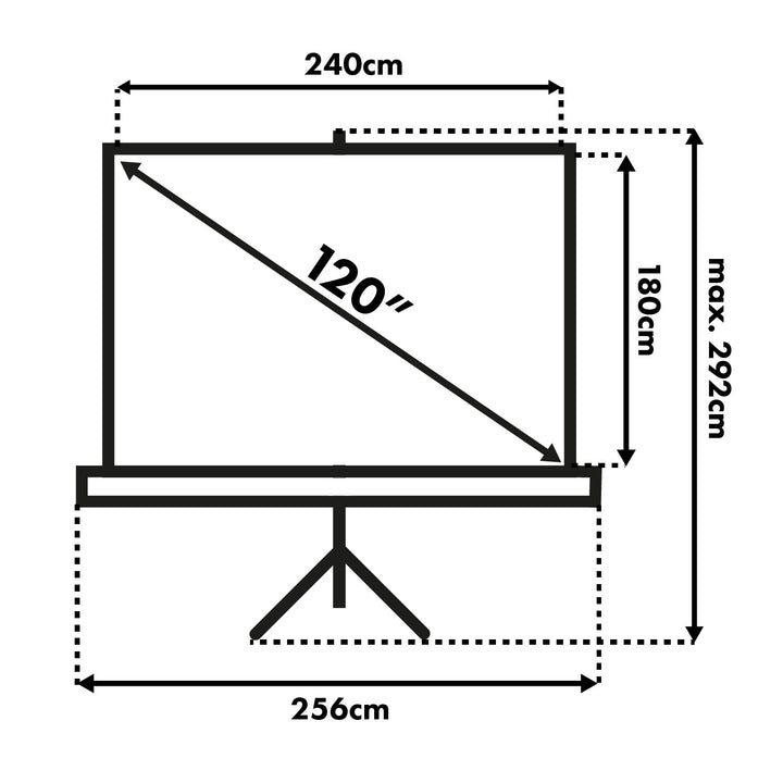 Pantalla de proyección Maclean, diagonal de 120 pulgadas, 240 x 180 cm, con trípode, formato 4:3, MC-608