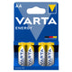 4 pilas R-06 LR06 AA de 1,5 V alcalinas Varta Energy