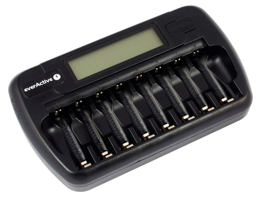 Cargador de pilas AA y AAA everActive, 8 canales, pantalla LCD, NC-800