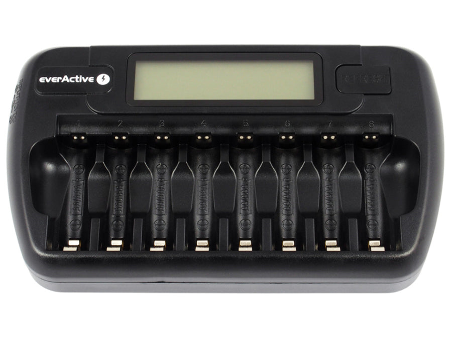 Cargador de pilas AA y AAA everActive, 8 canales, pantalla LCD, NC-800