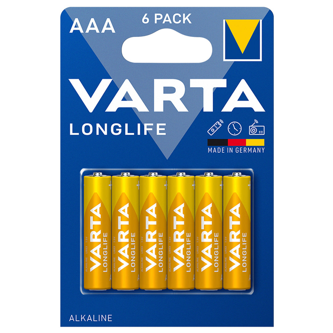 6 pilas R-03 LR03 AAA de 1,5 V alcalinas Longlife de Varta
