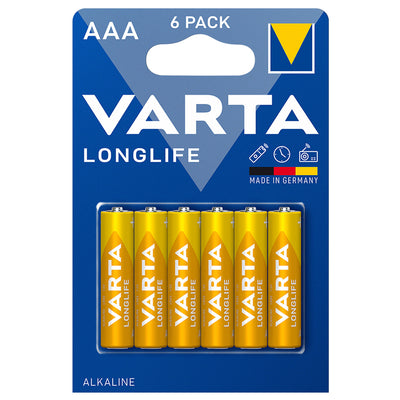 6 pilas R-03 LR03 AAA de 1,5 V alcalinas Longlife de Varta