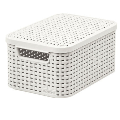Cesta Curver, multiusos, con tapa, crema, Rattan Style M