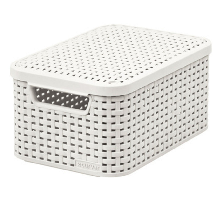 Cesta Curver, multiusos, con tapa, crema, Rattan Style M