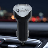 Carregador de carro 2.4A 2x Cabo USB Q.C3.0 1.5m Prata Maclean Energy MCE157