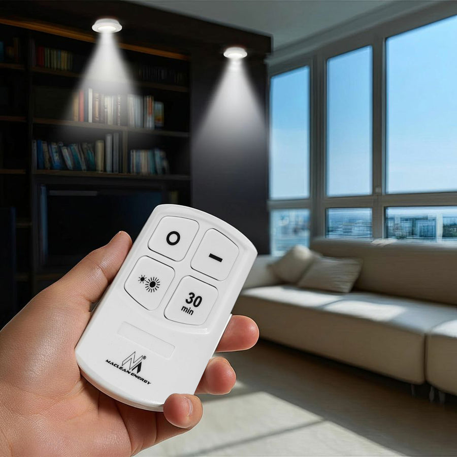 Conjunto de 6 luzes LED com controle remoto 4 modos de iluminação Maclean Energy MCE165