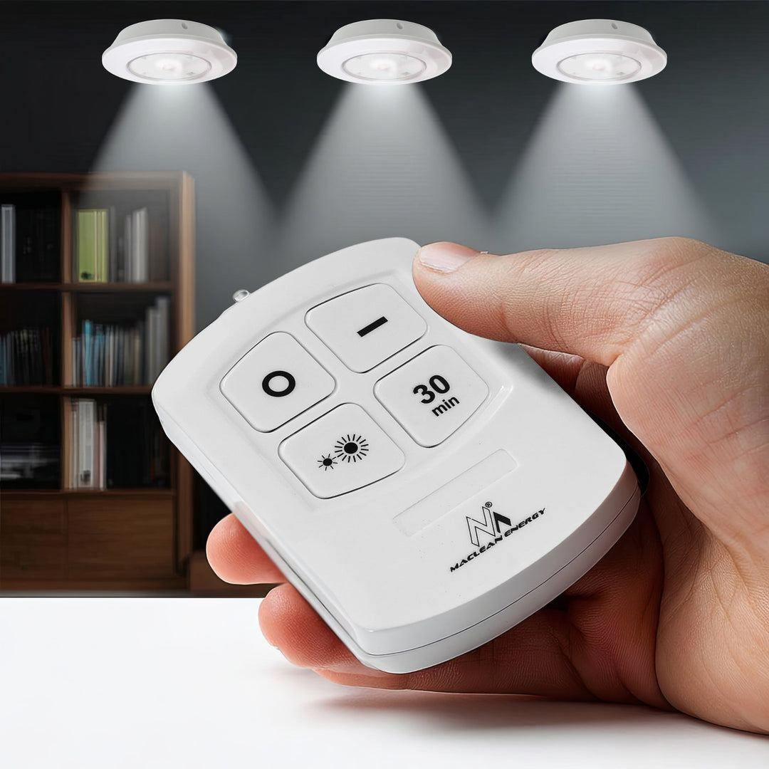 Juego de 6 pzas luces LED con mando a distancia 4 modos iluminación Maclean Energy MCE165