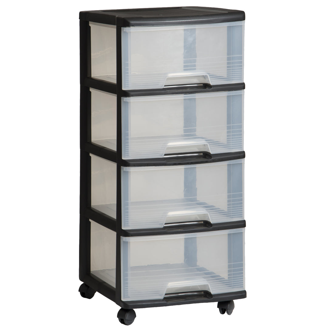 Estantería con ruedas Curver, color negro, 4 cajones transparentes de 20 l, ruedas, 214756