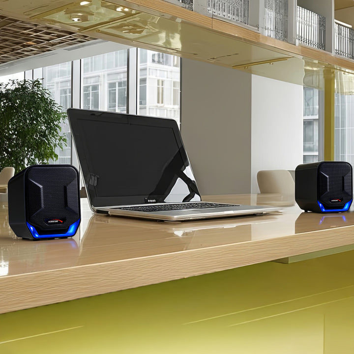 Alto-falantes estéreo de alta qualidade Audiocore AC865 para laptops e desktops