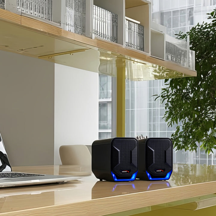 Alto-falantes estéreo de alta qualidade Audiocore AC865 para laptops e desktops