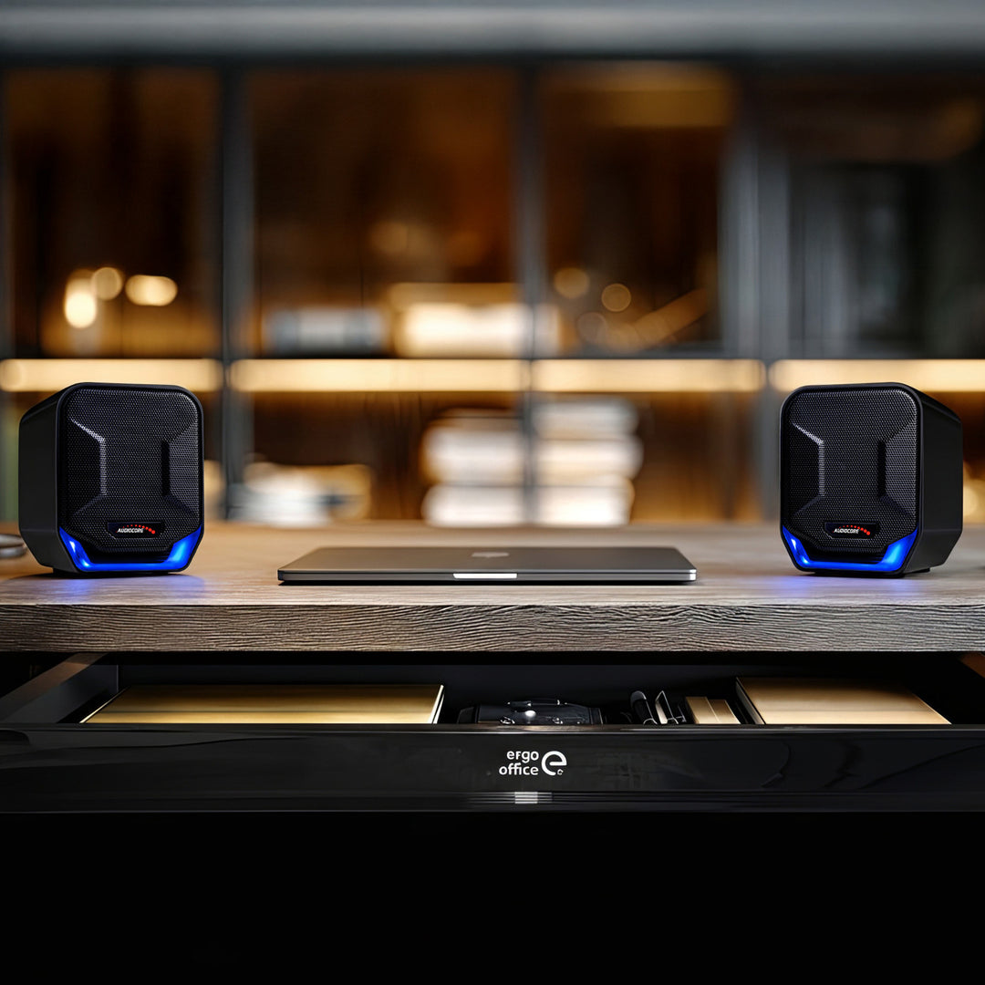 Alto-falantes estéreo de alta qualidade Audiocore AC865 para laptops e desktops