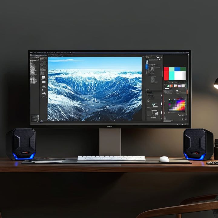 Alto-falantes estéreo de alta qualidade Audiocore AC865 para laptops e desktops