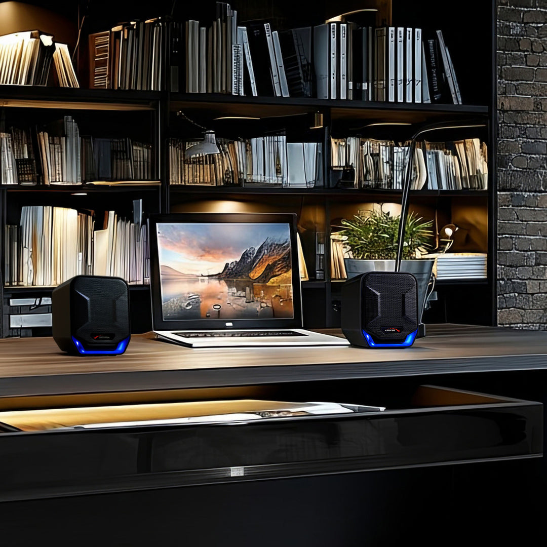 Alto-falantes estéreo de alta qualidade Audiocore AC865 para laptops e desktops