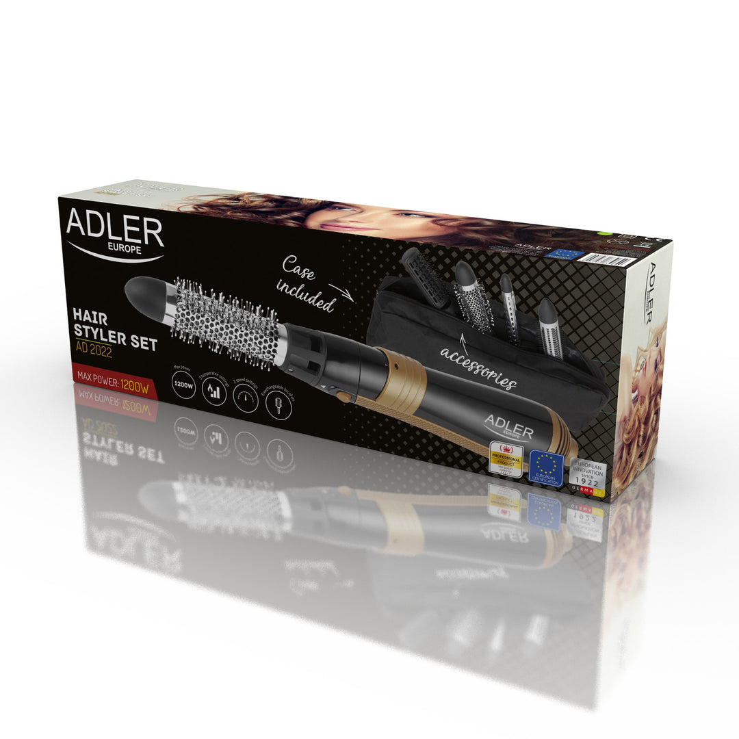 Rizador-secador Adler, multifunción, 6 accesorios, 2 ajustes de temperatura, 1000W, AD 2022