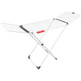 Varal em aço e alumínio, com asas rebatíveis, 20 metros de espaço para pendurar, com suporte para pequenas peças, Branco, dimensões abertas 173 x 56 x 93 cm