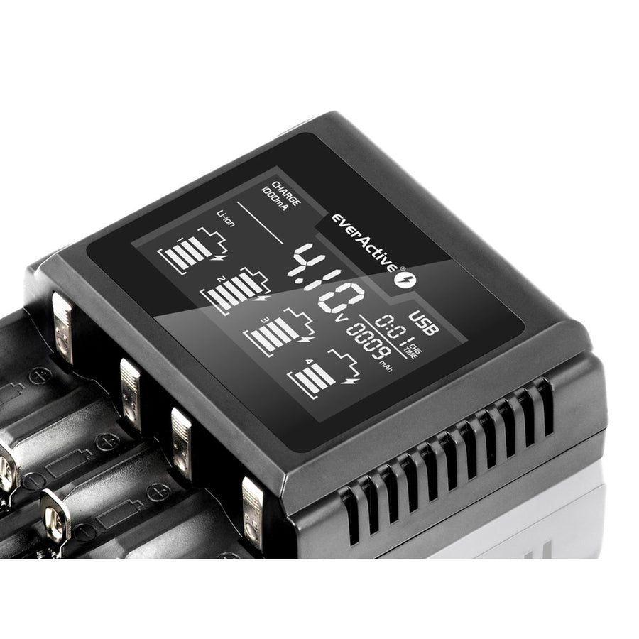 Cargador para baterías recargables cilíndricas Li-ion y Ni-MH everActive UC-4000