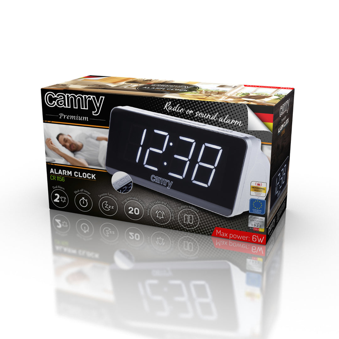 Camry CR 1156 radio reloj despertador AM y FM frecuencia pantalla LED