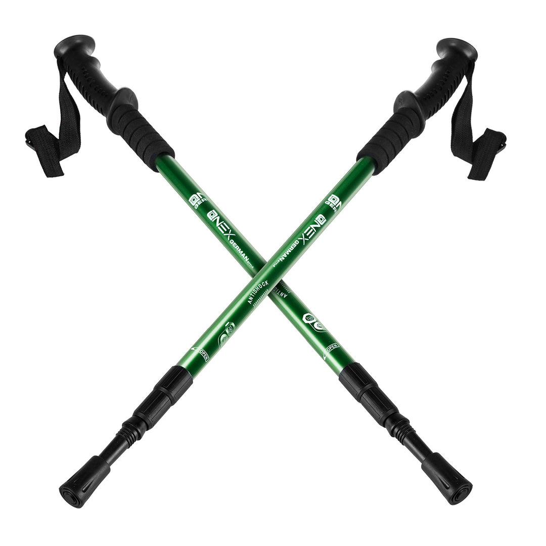 Bastones de aluminio para marcha nórdica, telescópicos, de 65 a 135 cm, de color verde