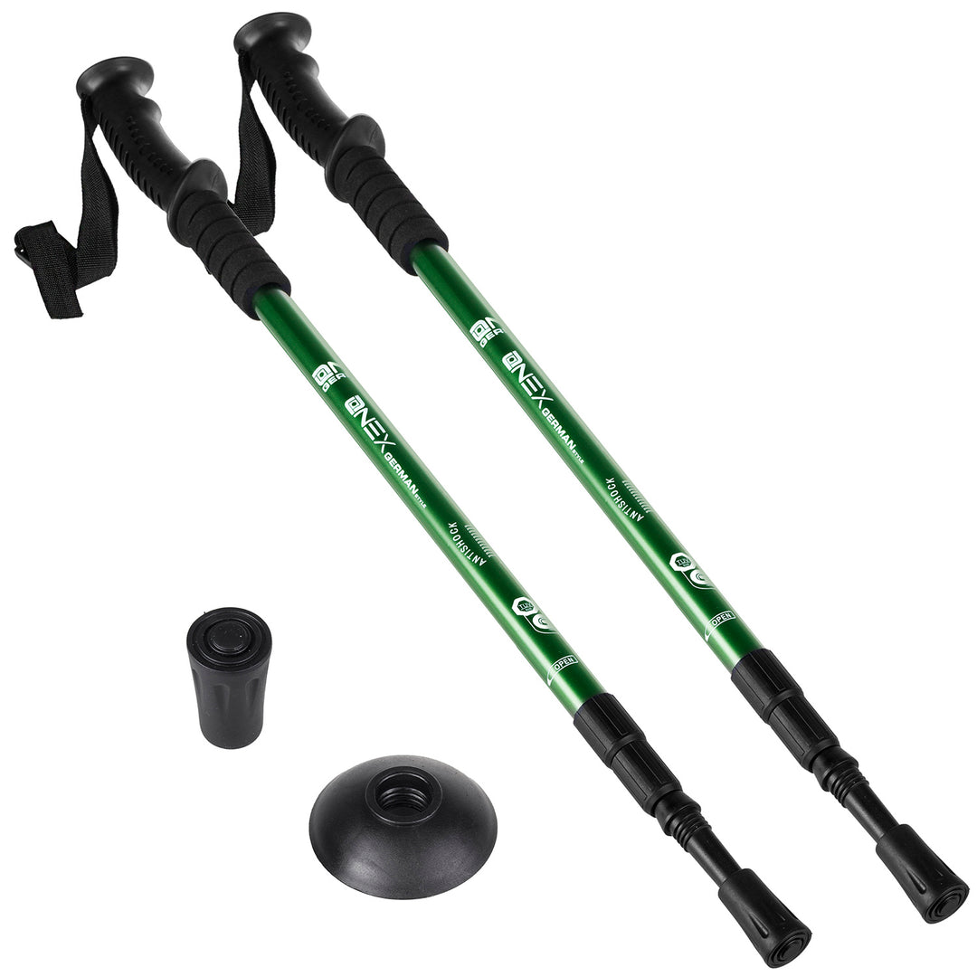 Bastones de aluminio para marcha nórdica, telescópicos, de 65 a 135 cm, de color verde