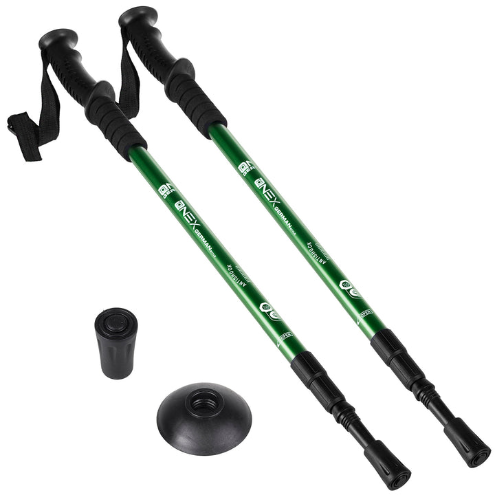 Bastones de aluminio para marcha nórdica, telescópicos, de 65 a 135 cm, de color verde