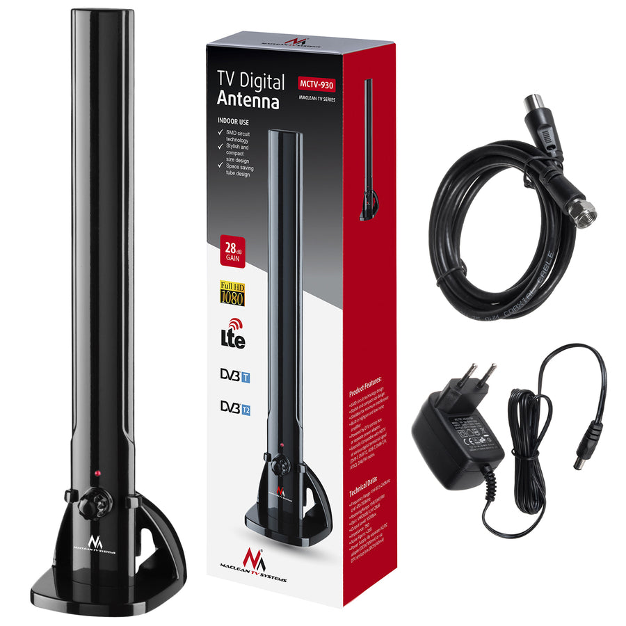 Antena de TV DVB-T2 HEVC Interna HDTV DVB-T2 DVB-T2 HEVC LTE DAB FM 100dBμV Amplificador de Señal Televisión Digital