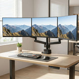 Suporte de mesa para 3 monitores LCD LED com 2x USB 3.0 17-27" 3x7kg VESA 75x75 e 100x100 Maclean MC-811