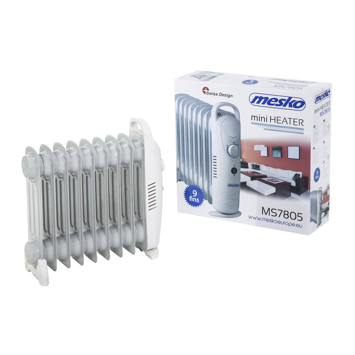 Calentador de aceite Mesko, 9 aletas, 1000W, control de temperatura, gris, MS 7805